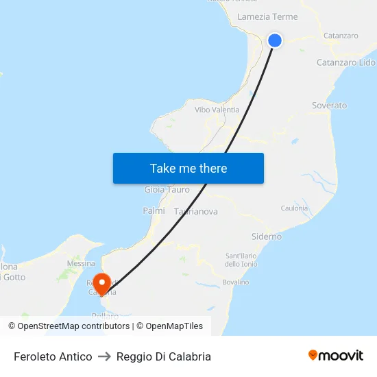 Feroleto Antico to Reggio Di Calabria map