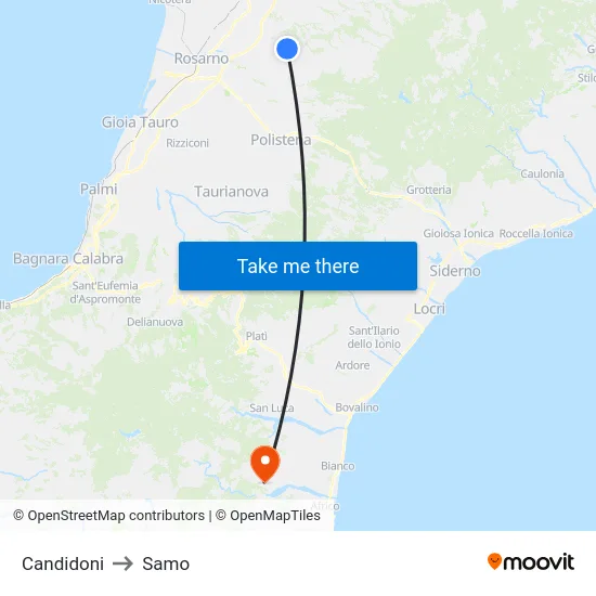 Candidoni to Samo map