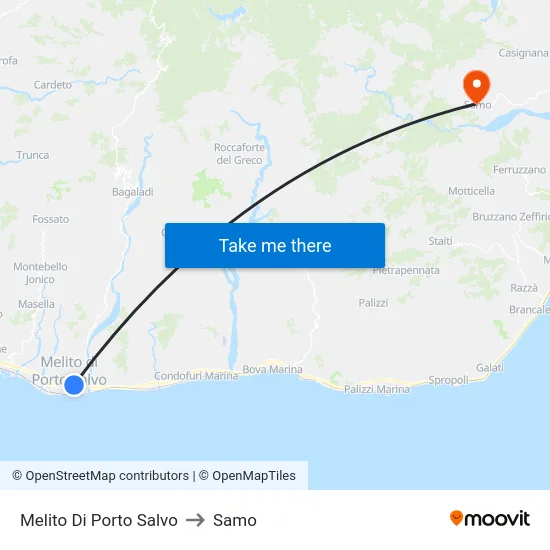 Melito Di Porto Salvo to Samo map