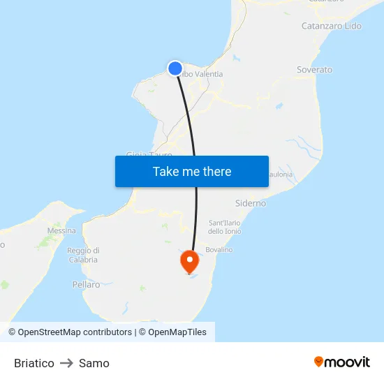Briatico to Samo map