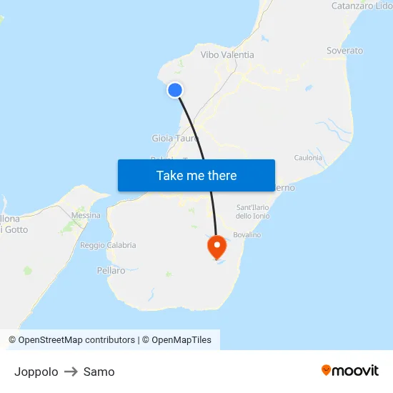 Joppolo to Samo map