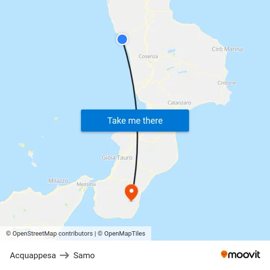 Acquappesa to Samo map
