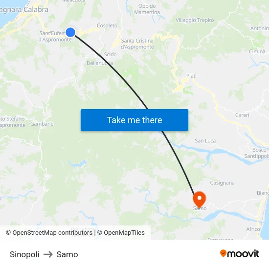 Sinopoli to Samo map