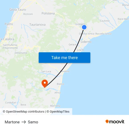 Martone to Samo map