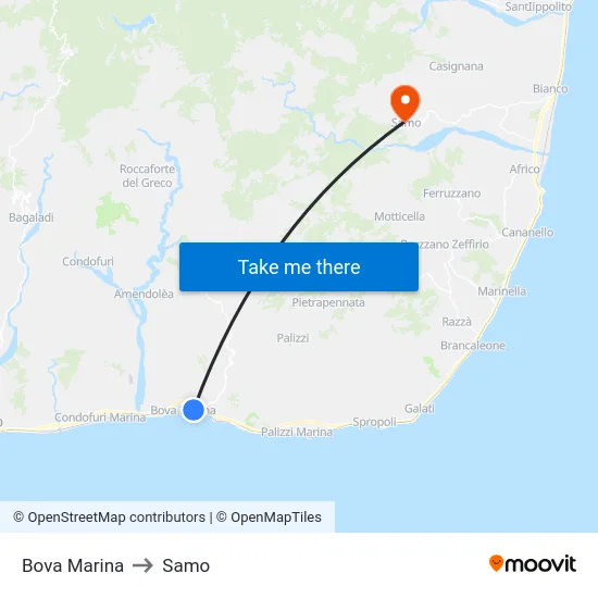 Bova Marina to Samo map