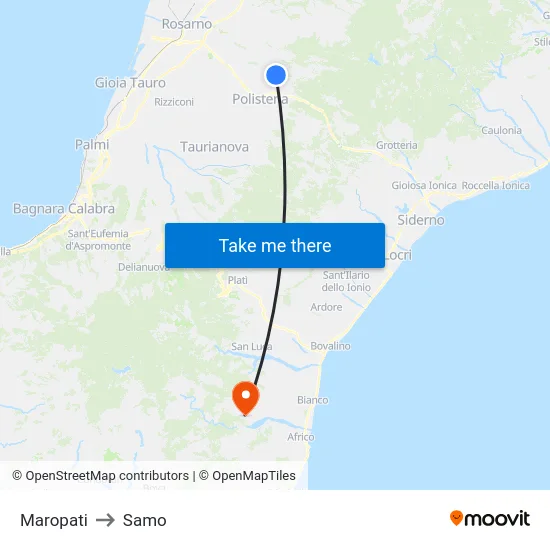 Maropati to Samo map