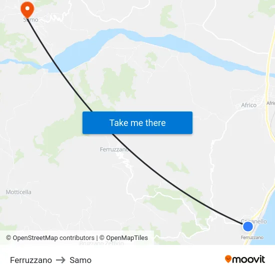 Ferruzzano to Samo map