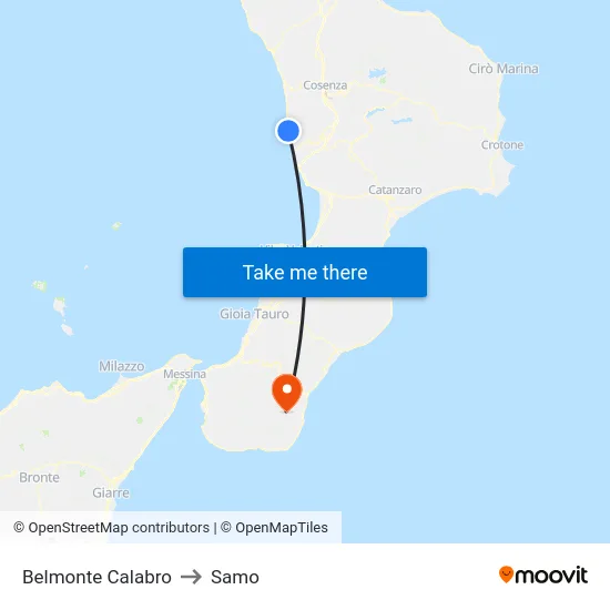 Belmonte Calabro to Samo map