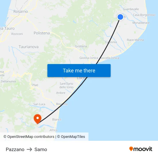 Pazzano to Samo map