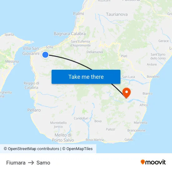 Fiumara to Samo map