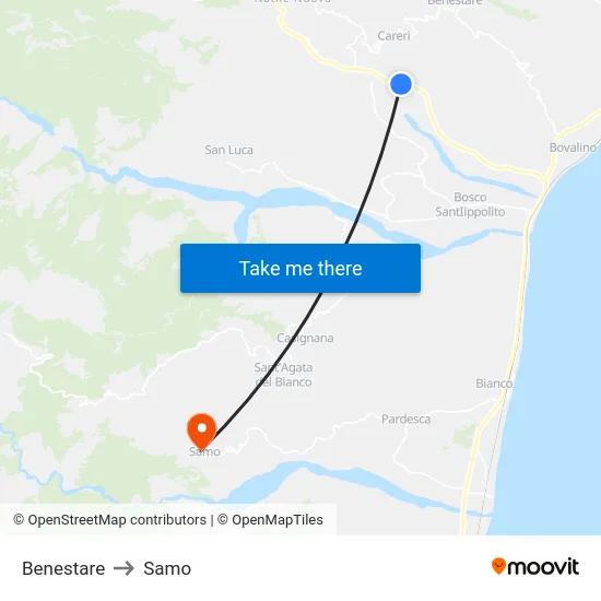Benestare to Samo map