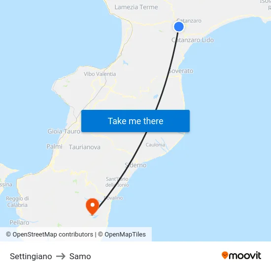 Settingiano to Samo map