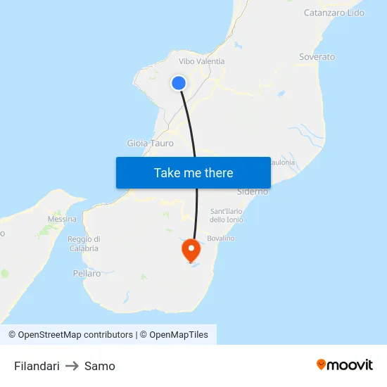 Filandari to Samo map