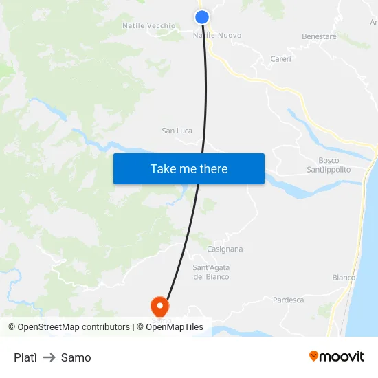 Platì to Samo map