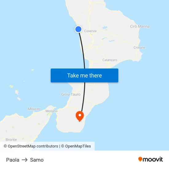 Paola to Samo map
