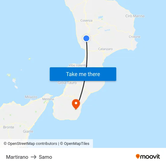 Martirano to Samo map