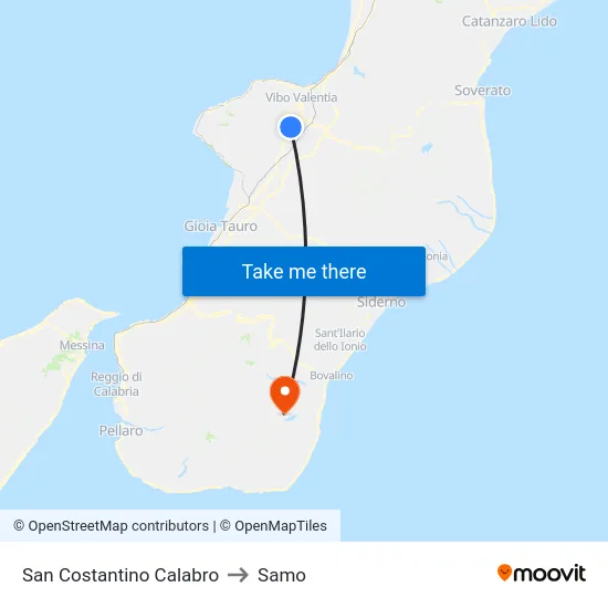 San Costantino Calabro to Samo map