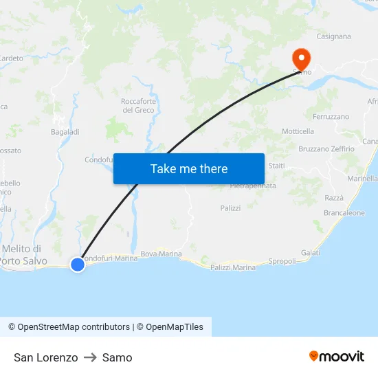 San Lorenzo to Samo map