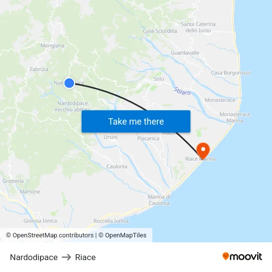 Nardodipace to Riace map