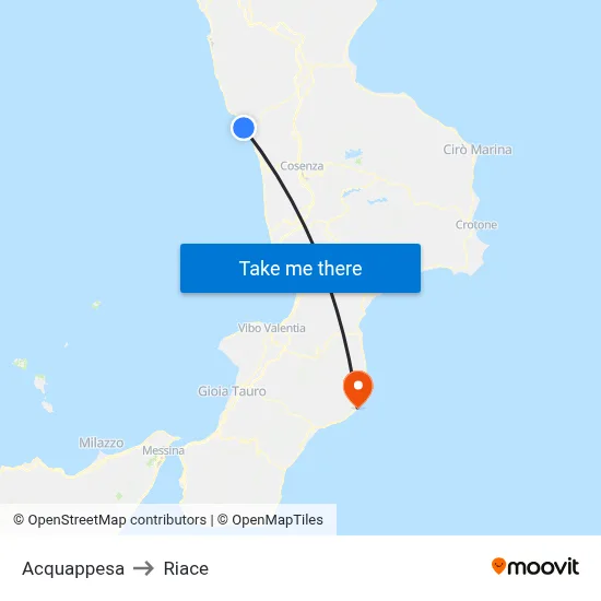 Acquappesa to Riace map