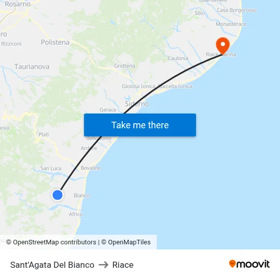 Sant'Agata Del Bianco to Riace map