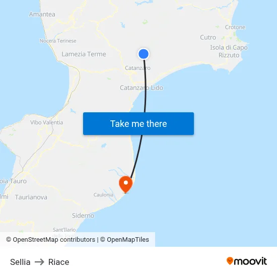Sellia to Riace map