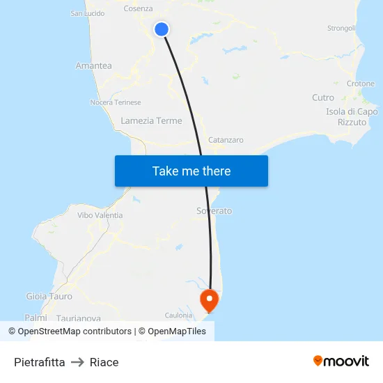 Pietrafitta to Riace map