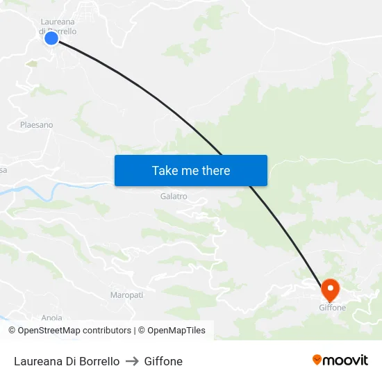 Laureana Di Borrello to Giffone map