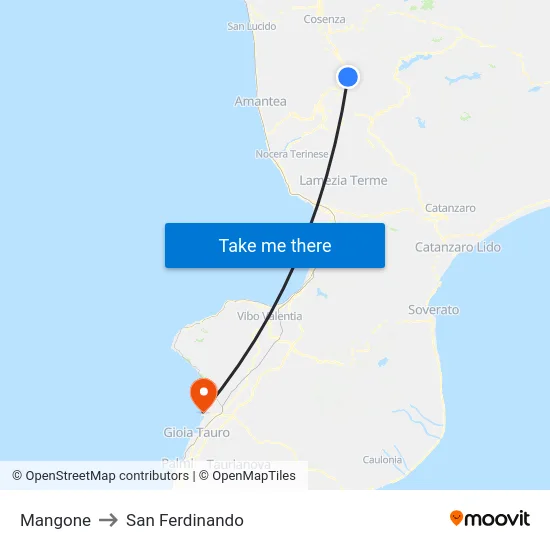 Mangone to San Ferdinando map