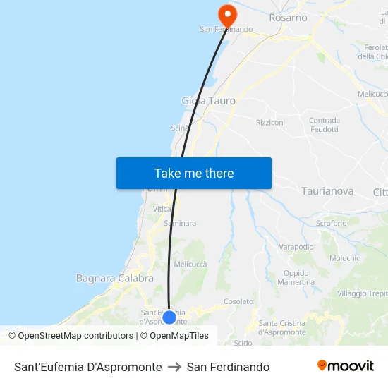 Sant'Eufemia D'Aspromonte to San Ferdinando map