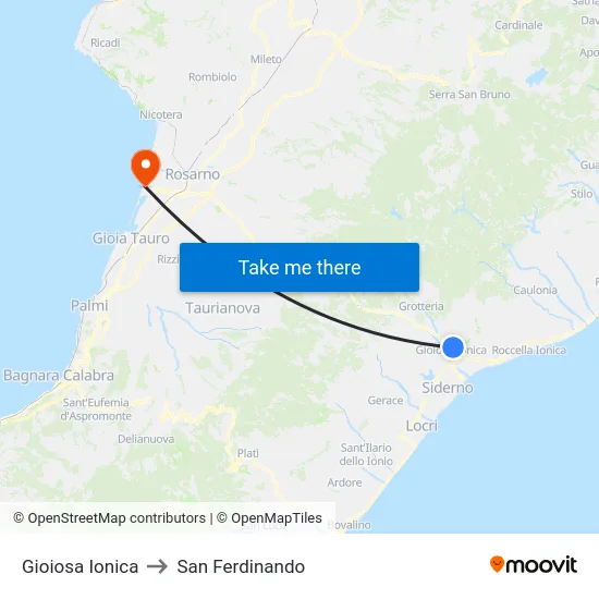 Gioiosa Ionica to San Ferdinando map