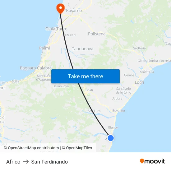 Africo to San Ferdinando map