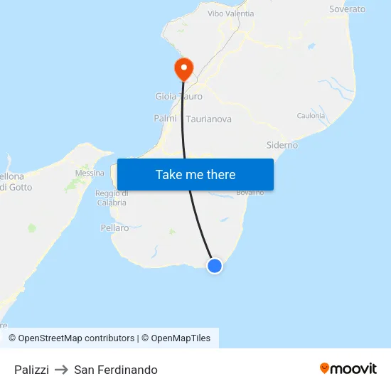 Palizzi to San Ferdinando map