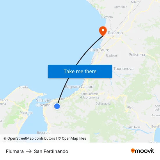 Fiumara to San Ferdinando map