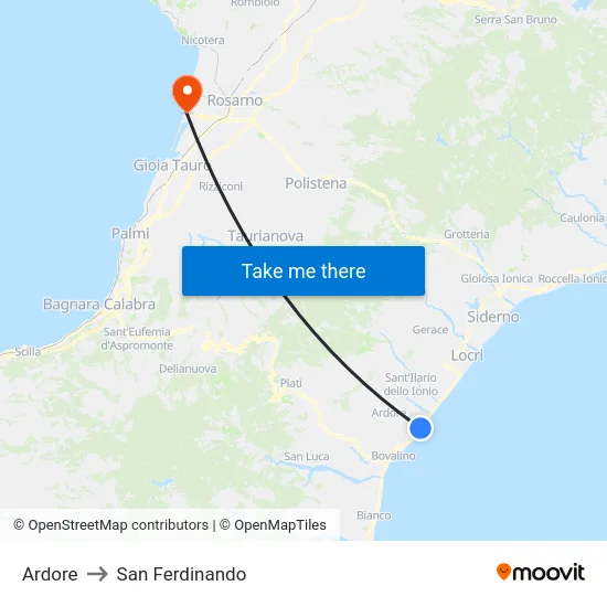 Ardore to San Ferdinando map