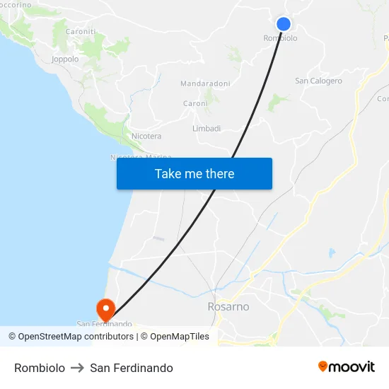 Rombiolo to San Ferdinando map