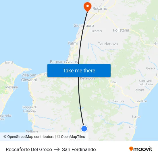 Roccaforte Del Greco to San Ferdinando map