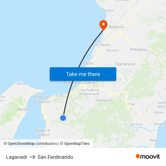 Laganadi to San Ferdinando map