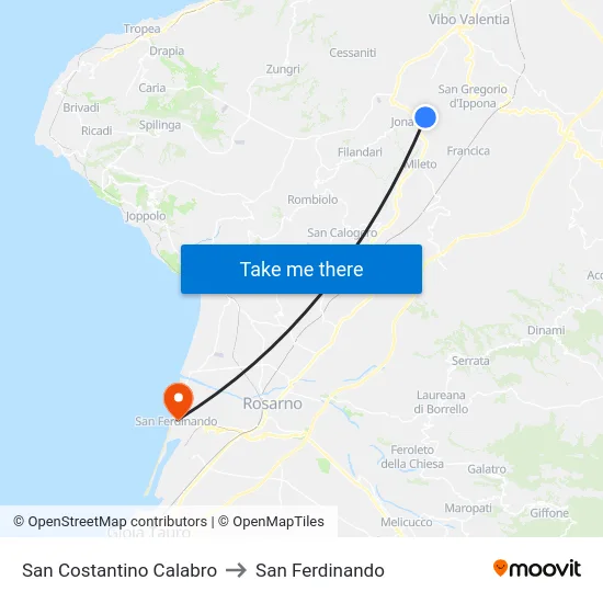 San Costantino Calabro to San Ferdinando map