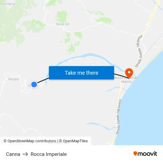 Canna to Rocca Imperiale map