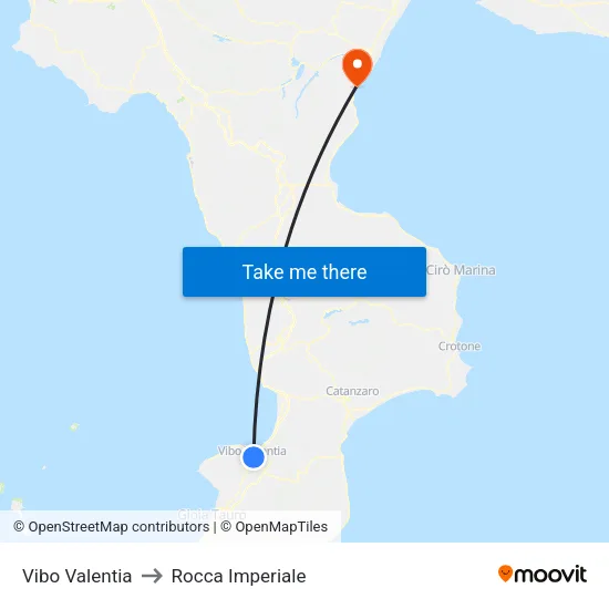 Vibo Valentia to Rocca Imperiale map