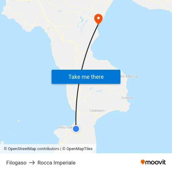 Filogaso to Rocca Imperiale map