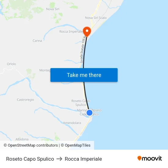 Roseto Capo Spulico to Rocca Imperiale map