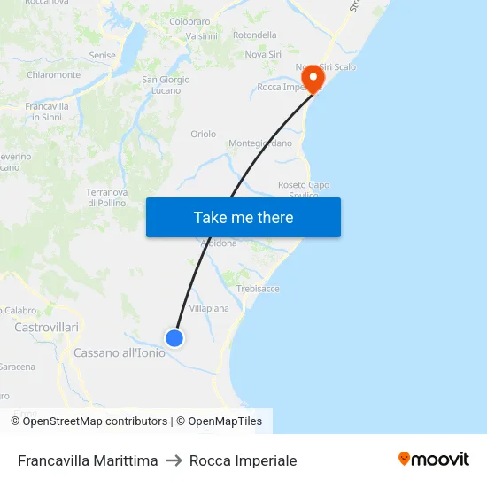 Francavilla Marittima to Rocca Imperiale map