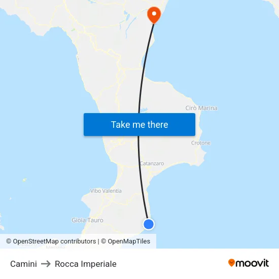Camini to Rocca Imperiale map