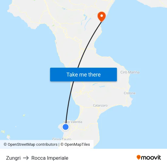 Zungri to Rocca Imperiale map