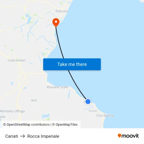 Cariati to Rocca Imperiale map