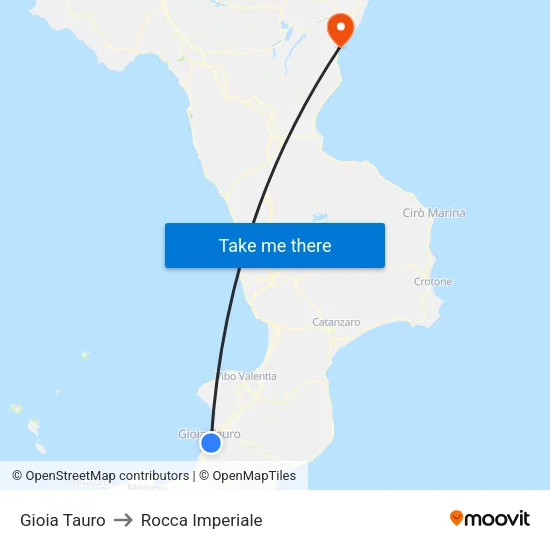 Gioia Tauro to Rocca Imperiale map
