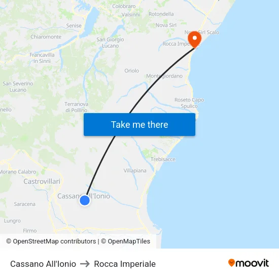 Cassano All'Ionio to Rocca Imperiale map
