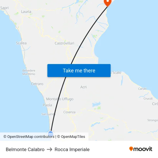 Belmonte Calabro to Rocca Imperiale map